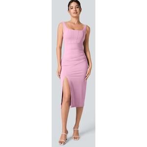 Halara Softlyzero Airy Square Neck Backless Corset Ruched Split Bodycon Midi XS